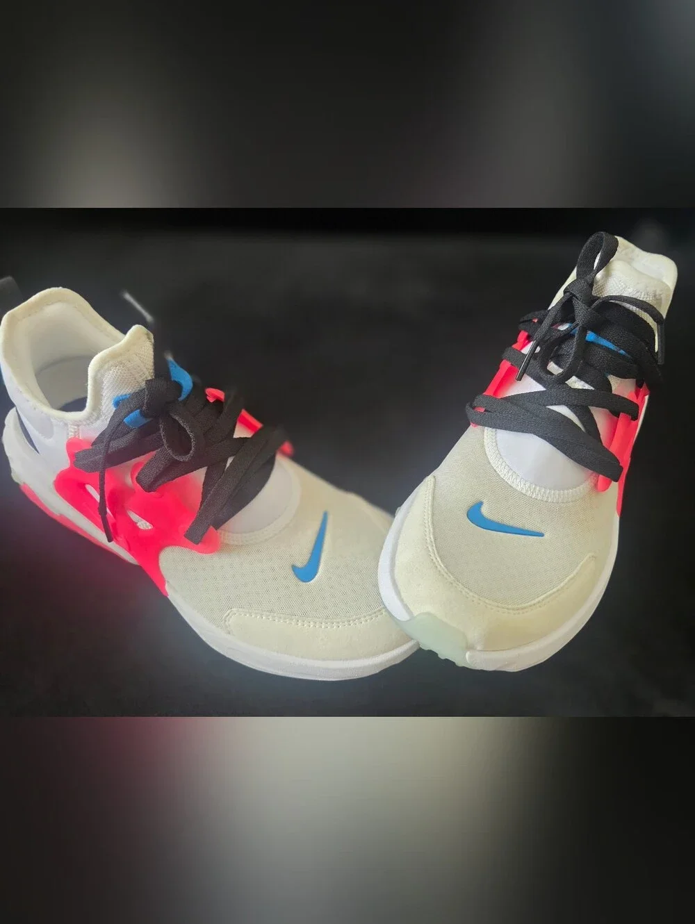 Nike White Athletic Shoes with Coral and Blue Accents